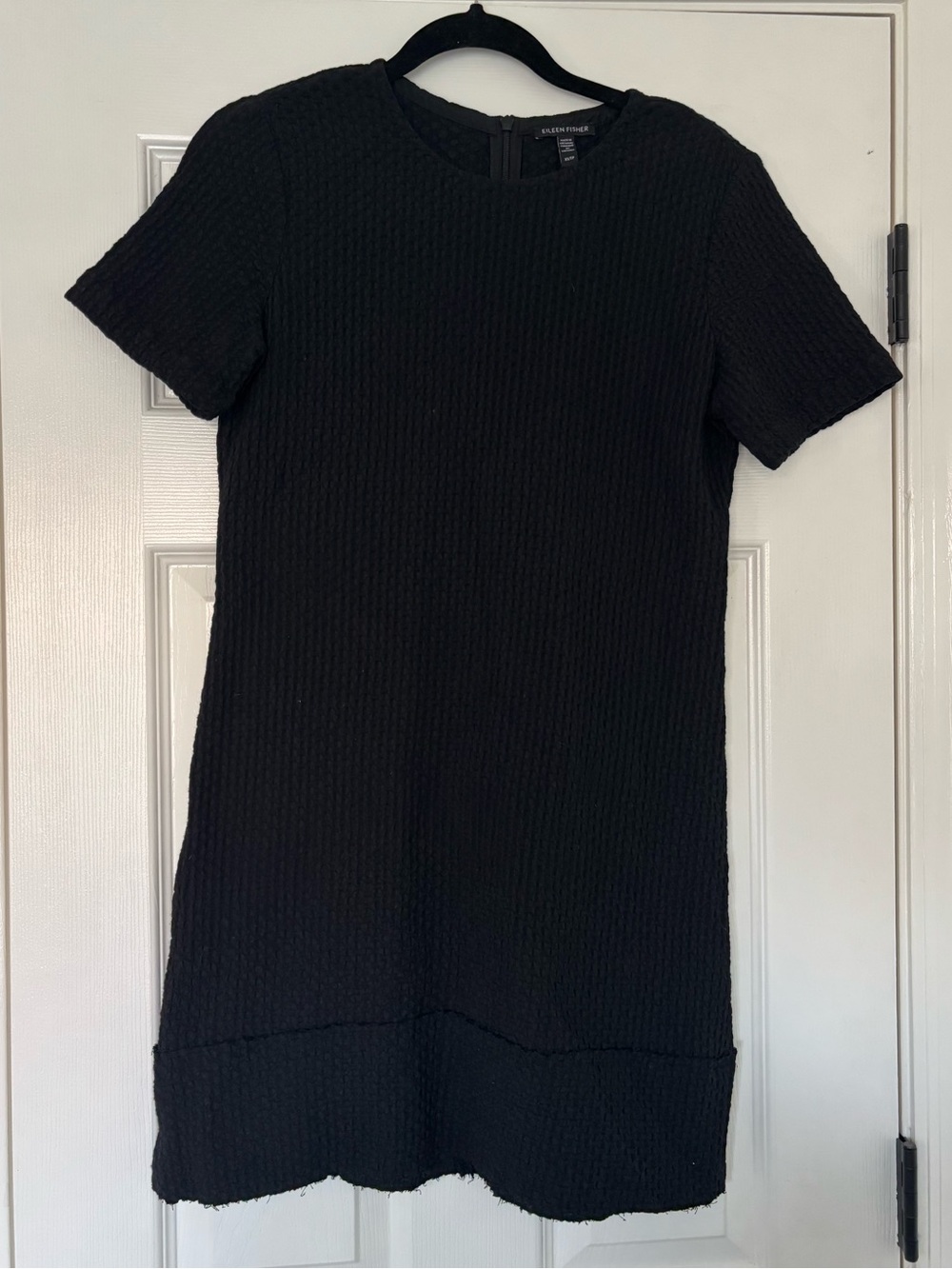 Eileen Fisher Waffle Knit Black Dress Size XS